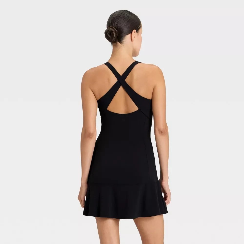 NWT Women's Knit Ruched Active Dress - All In Motion Black Tennis - Picture 8 of 10